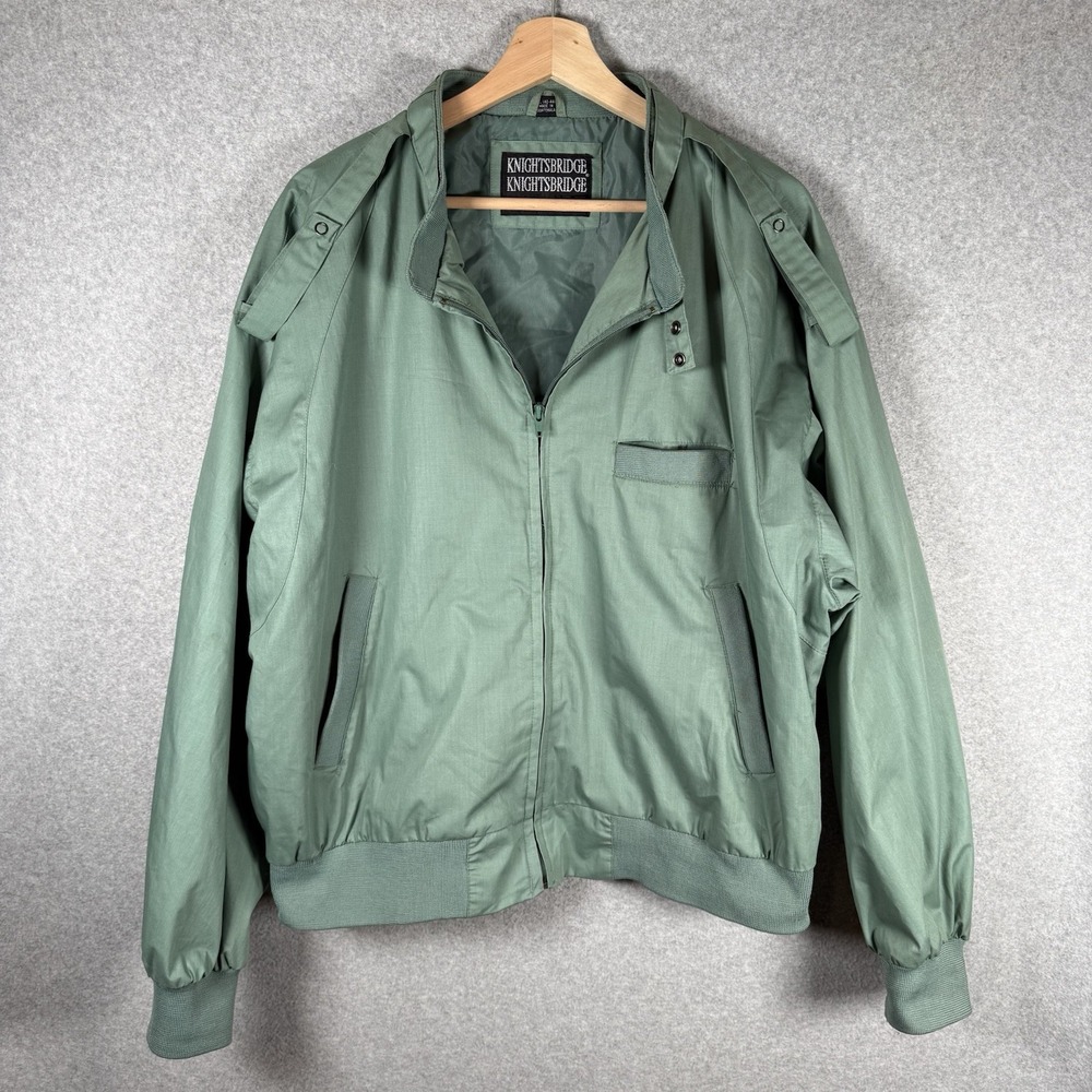 Knightsbridge Windbreaker Men's Large Vintage 90s Green Zip Up Jacket